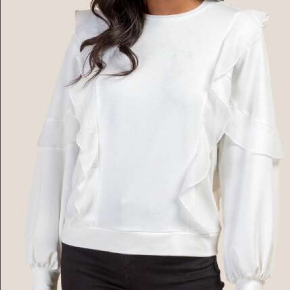 White Ruffle Sweater